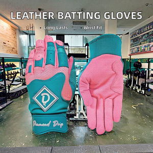 Logo Printing New Design Professional Baseball Batting Gloves Short Cuff 100% Original Cowhide Leather Anti-Slip - Product Image 2