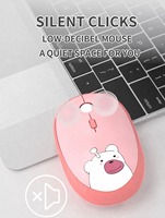 Ensemble clavier et souris Hello Bear 2.4G, souris ergonomique Pebble, 104 touches complètes avec pavé numérique pour le bureau, les études et les cadeaux