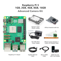 Kit Kamera Canggih Raspberry Pi 5 Termasuk Papan RPi 5 1GB/2GB/4GB/8GB/16GB, Casing Akrilik, Heatsink, Modul Kamera, dan Power Supply