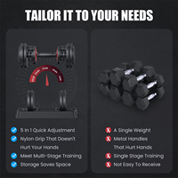 Vente en gros haltères réglables en fonte personnalisés de haute qualité pour gymnastique à domicile noirs haltères de 15 lb avec support