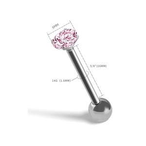 Piercing de Langue en Acier Inoxydable avec Zircon, Extrémité Sphérique, Design Géométrique M45614 - Product Image 2