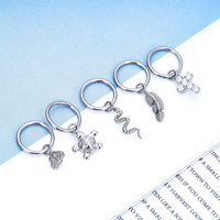 Boucles d'oreilles segmentées à charnière en titane G23, pavées de CZ, pour tragus, lèvre, nez, serpent/abeille/plume/tortue/pendentif, piercing