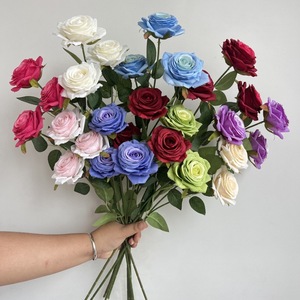 <span class=keywords><strong>Rosas</strong></span> Artificiales Blancas de Tacto Real, Populares, con 3 Cabezas, para Navidad, Graduación, Día de la Madre, Año Nuevo, Acción de Gracias y Otras Ocasiones - Product Image 5
