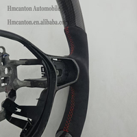 Nouveau Volant en Fibre de Carbone Microsuède Rouge à Rayures Supérieures Populaire Compatible avec Honda Civic 11ème Génération