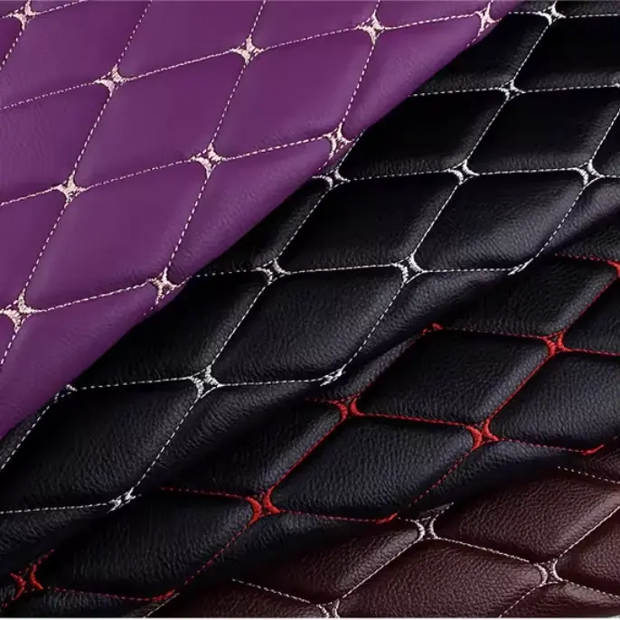 PVC Stitching Leather Quilted PVC Car Seat Leather Material Faux Leather For Car Seats