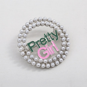 Broche ronde en alliage ajouré avec perle et logo de l'<span class=keywords><strong>Association</strong></span> de l'alphabet grec pour femme - Product Image 2