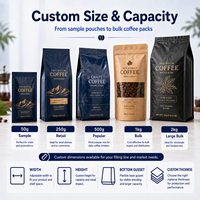 Sacs d'emballage personnalisés de qualité alimentaire avec fermeture à glissière refermable et humidité pour café en grains avec pochette à joint latéral en feuille d'aluminium mat