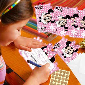 Usine vente chaude dessin animé thème fête ensemble fournitures de fête d'anniversaire avec Minnie Mouse thème conception Invitations carte à vendre - Product Image 4