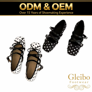Chaussures plates décontractées vintage françaises pour femmes, style Mary Jane à double boucle, à pois, avec nœud avant et bout antidérapant, OEM ODM - Product Image 1