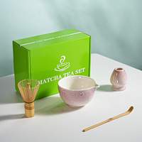 Set Matcha Jepang Pink 8 Pcs Kelas Seremonial Matcha Personalizada Untuk Aksesoris Matcha Mangkuk Matcha Pink