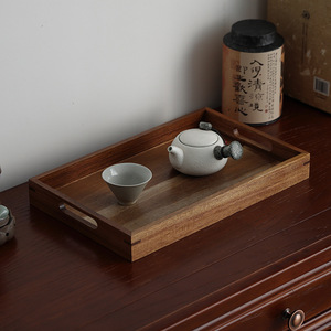 Plateau rectangulaire en bois d'acacia pour le thé, le café, usage hôtelier - Product Image 4