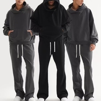 Jersey extragrande de color personalizado para hombre, chándales de color sólido, conjunto de Sudadera con capucha y pantalones para correr de primavera y otoño al por mayor