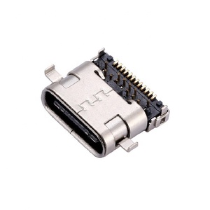 USB 3.1 Type <strong>C</strong> 24 Pin Female <strong>Connector</strong> Sinking Plate Horizontal SMT+DIP Mounting <strong>Double</strong> Shell USB <strong>Connector</strong> - Product Image 1
