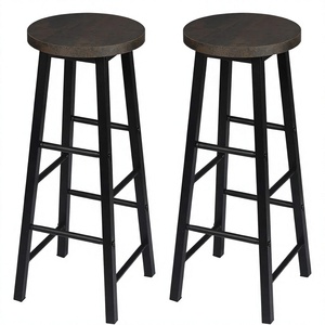 Modern Industrial Style Swivel Bar <b>Stool</b> High Wooden <b>Seat</b> Metal Frame for Commercial Dining Hotel Living Room Bedroom Use - Product Image 3