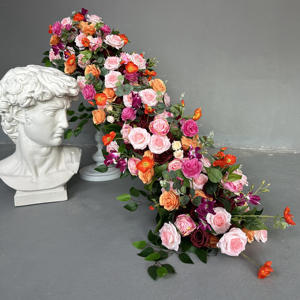 Camino de Mesa con Flores de Rosa Rosa M-FR124, Camino de Mesa de Flores Artificiales de Seda, Decoración de Boda, Caminos de Mesa con Flores para Arreglos de Boda - Product Image 5