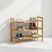 Organisateur de rangement pour chaussures autoportant moderne à 3 niveaux en bambou écologique pour l'ameublement de la maison