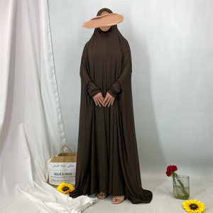 Jilbab de prière islamique traditionnel basique une pièce longueur intégrale en jersey extensible premium 6841 # - Product Image 6