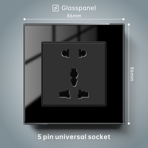 Modern Tempered Glass Wall <b>Socket</b> Panel 2 Outlets 2-Gang USB A & Type-C Ports 230V 16A IP20 White and Black - Product Image 5