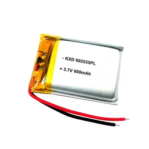 Rechargeable li ion lithium polymer battery 600mah 500mah 602535PL 3.7v 650mah lipo battery for video recorder