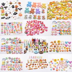 Abalorios de resina Kawaii de nube arcoíris, cabujones de base plana, <span class=keywords><strong>sirena</strong></span>, purpurina, corazón, girasol, cara sonriente, castillo, coche de policía fantasía, DIY - Product Image 2