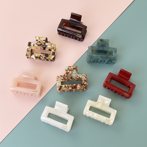 Pinces à cheveux mini carrées en acétate pour filles, pinces à cheveux colorées, style européen et américain, accessoires pour cheveux d'enfants, logo personnalisé - Product Image 1