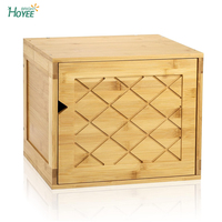 Étagère à Cube en bambou, organisateur de Cube de rangement à connexion empilable avec porte, bac à Cubes empilable
