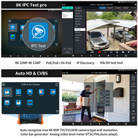 Rsrteng X9-ADH Pro - Monitor Probador de Cámaras CCTV de 8 Pulgadas 8K, Probador de Cables IP Hi-POE, Herramientas de Red WiFi TVI CVI AHD