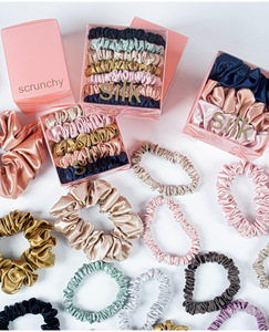 Free Sample Scrunchies Silk Satin <strong>Hair</strong> Tie Mini 1cm 100% Pure Mulberry Silk <strong>Hair</strong> Scrunchy Set with Box - Product Image 2