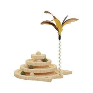 <span class=keywords><strong>Poteau</strong></span> à gratter pour chat en sisal, plateau tournant en <span class=keywords><strong>bois</strong></span> massif à 4 niveaux, résistant à l'usure, jouet auto-activant pour chat, disque rotatif pour chat, balle - Product Image 5