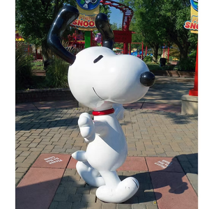 Sculpture de décoration de jardin extérieure personnalisée, statue d'animal <span class=keywords><strong>Snoopy</strong></span> grandeur nature en fibre de verre - Product Image 4