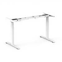 Bureau informatique assis-debout électrique à double moteur avec cadre et élément de levage en acier inoxydable et réglage de la hauteur en trois sections