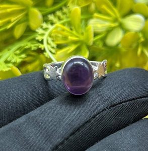 925 argent classique Style bague violet ovale améthyste pierre précieuse éternité Boho lunette réglage pour mariage anniversaire anniversaire cadeau - Product Image 2