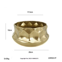 Jarrón de Metal Geométrico Abstracto Moderno, Maceta de Hierro Dorado Texturizado para Decoración del Hogar, Oficina, Centro de Mesa para Bodas