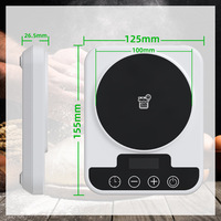 Plaque chauffante à induction 1500W, surface en verre céramique, contrôle de température réglable, bouton poussoir, électrique, pour comptoir, usage domestique
