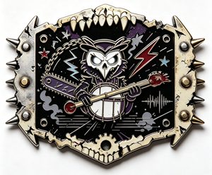 Pin de Metal Esmaltado Personalizado, Emblema de Búho Punk Rock de Aleación de Zinc Fundido y Plateado para Regalo, Promoción y Ropa - Product Image 1