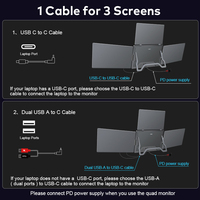 Monitor Portátil de Pantalla Triple de 15.3 Pulgadas, Panel IPS de 1200P, Conexión con 1 Cable, Diseño Plegable, Extensión de Pantalla Triple para Laptop