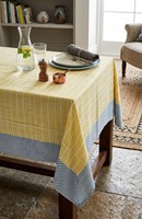 Nappe de table rectangulaire en coton tissée à la main, motif rayé, pour la maison et la cuisine