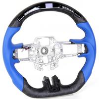 Volant LED en fibre de carbone forgée mat pour Ford, en cuir, sport, à fond plat, remplacement amélioré pour la plupart des modèles, performance