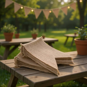 Bandiere a coda di rondine in juta 5,1x6,9 pollici, decorazioni vintage per esterni, decorazioni rustiche naturali per feste - Product Image 2