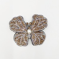Aksesori bunga sepatu dekoratif wanita, aksesori berlian imitasi Mode Korea baru dengan berlian imitasi dan mutiara kupu-kupu