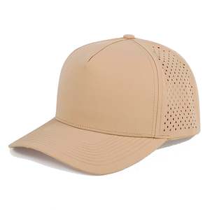 Casquette sportive à 5 panneaux personnalisée avec logo brodé perforé au laser, imperméable, avec trous découpés au laser - Product Image 4