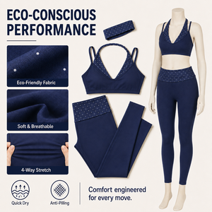 Top Deportivo de <span class=keywords><strong>Yoga</strong></span> de Alta Calidad <span class=keywords><strong>para</strong></span> Mujer, Elástico, de Secado Rápido, Tejido Suave y Reciclable, 2 en 1, con Diseño de Puntos Blancos, Logotipo Personalizado - Product Image 4