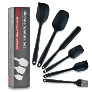 Factory Wholesale 6pcs Cooking Utensils Set Baking Tool Scraper Spatulas Silicone Heat Resistant Set For Kitchen