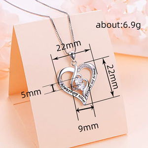 สร้อยคอ CAOSHI รูปหัวใจเรียบง่าย สลักข้อความ "Always <span class=keywords><strong>My</strong></span> <span class=keywords><strong>Sister</strong></span> Forever <span class=keywords><strong>My</strong></span> Friend" ประดับเพชรซิคอน ดีไซน์สำหรับผู้หญิง แฟชั่นสำหรับงานปาร์ตี้ - Product Image 6