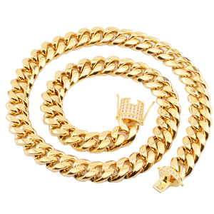 Vente en gros Logo personnalisé Diamant Corde en acier inoxydable Ice-Out Collier de tennis pour hommes, chaîne cubaine plaquée - Product Image 5