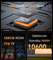 Téléphone portable robuste 4G étanche à prix abordable, 10600 mAh, 4+128 Go, Android 15, processeur T615, appareil photo principal 13 MP, Oukitel G1S