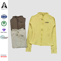 Veste de sport légère pour femmes grande taille, veste de yoga décontractée à manches longues avec fermeture éclair, haut de course respirant avec logo sur le devant