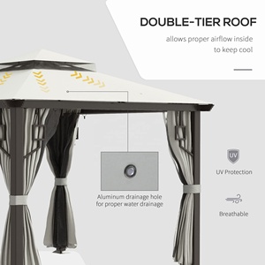 <span class=keywords><strong>Abri</strong></span> d'extérieur en aluminium blanc crème 10 'X 10' avec filet de <span class=keywords><strong>toit</strong></span> à double niveau et rideaux pour <span class=keywords><strong>jardin</strong></span> et pelouse - Product Image 4