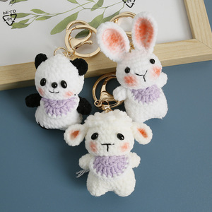 Llavero de animales amigurumi hechos a mano al por mayor, conejo, panda, oveja, de lana suave, tejido, portátil, de dibujos animados, con forma de corazón - Product Image 2