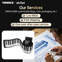 Terence 128 Rhythmstones 61-Key Electronic Keyboard Piano LED Display MIDI Function 14-Demo-Song Flexible Folding Roll-Up Design